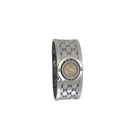 GUCCI DIAMOND 34 BEZEL S-STEEL  BRACELET WATCH - Picture 5 of 5